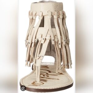 Sam Edelman Gladiator Fringed Leather Thong Sandal in Cream